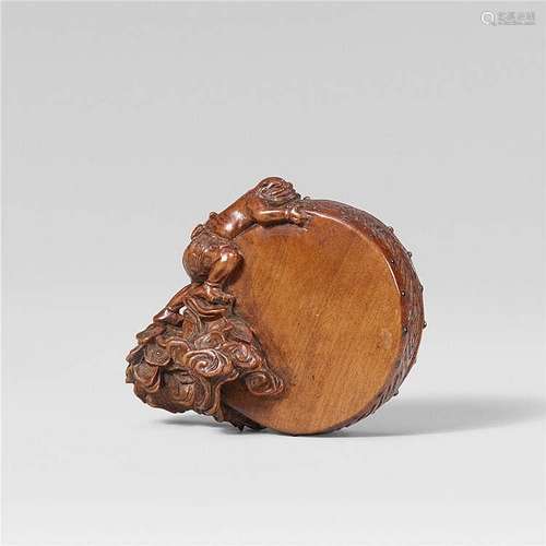 A boxwood netsuke of Raiden, by Masatsugu. Late 19th century