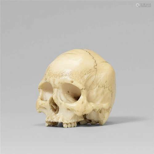 A very fine and highly realistic ivory model of a skull. Late 19th century