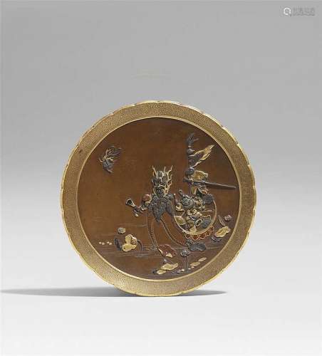 An Inoue bronze and mixed metal plate. Late 19th century