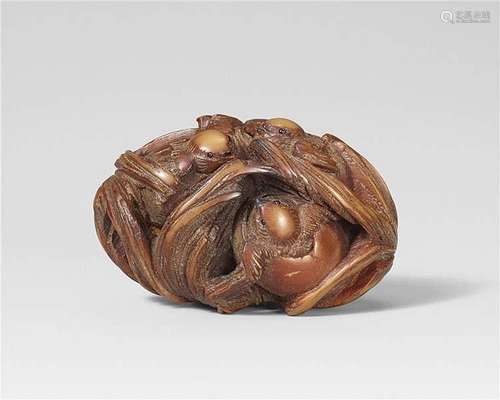 A netsuke of three hatching sparrows. Late 19th century