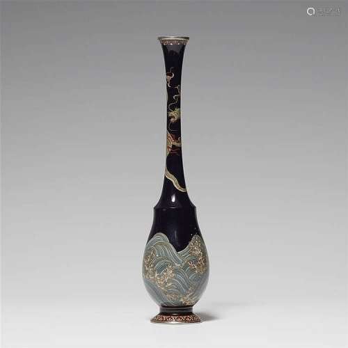 A slender and elegant cloisonné enamel vase. Late 19th century