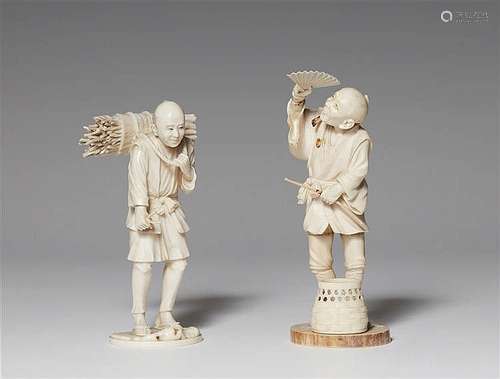 Two ivory okimono. Late 19th century