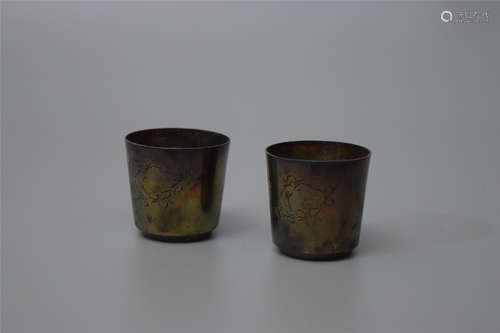 PAIR OF CHINESE SILVER CUPS