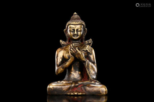 GILT BRONZE CAST BODHISATTVA SEATED FIGURE