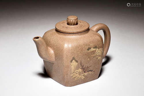 YIXING ZISHA 'LANDSCAPE SCENERY' TEAPOT