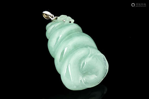 ICY JADEITE CARVED SPIRAL PENDANT WITH GIA CERTIFICATE