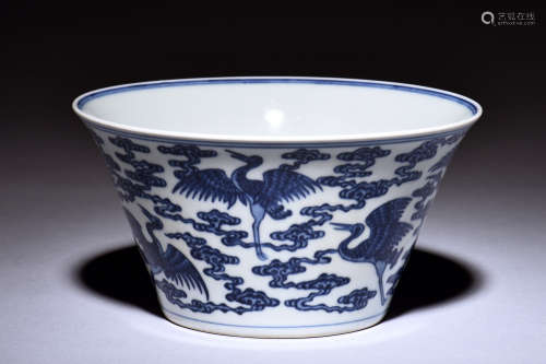 BLUE AND WHITE 'CRANES' BOWL