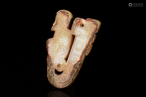 JADE CARVED 'MYTHICAL DRAGON MAN' FIGURE