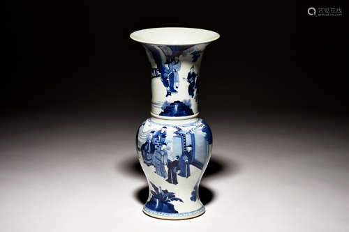 BLUE AND WHITE 'PEOPLE' VASE