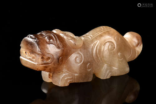 JADE CARVED 'TIGER' FIGURE