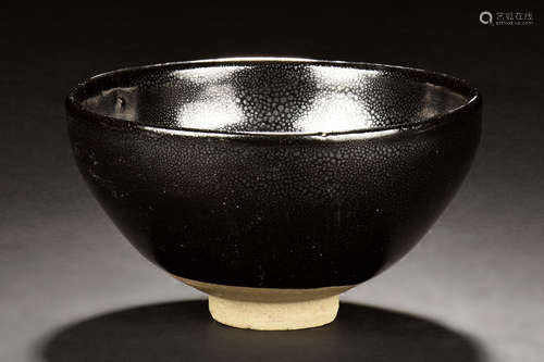 BLACK GLAZED 'OIL DRIP' BOWL