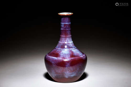 FLAMBE GLAZED BOTTLE VASE