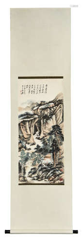 ZHANG DAQIAN: INK AND COLOR ON PAPER PAINTING 'MOUNTAIN SCENERY'