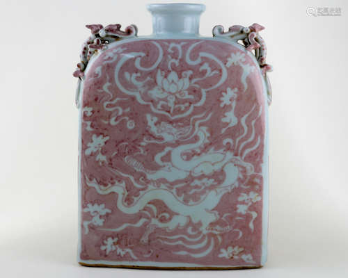 UNDERGLAZE-RED FLAT POT