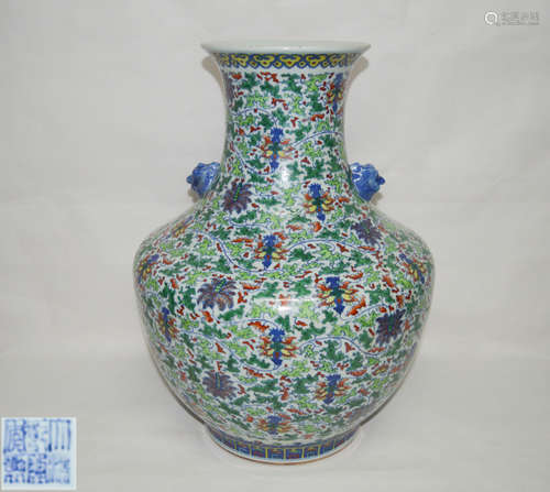 A DOUCAI VASE WITH QIANLONG MARK