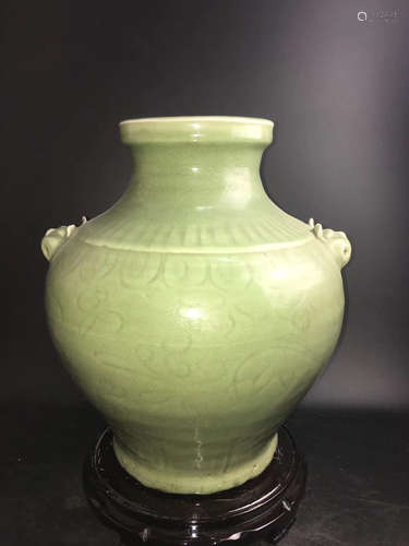 LONGQUAN KILN MONSTER SHAPED HANDLE JAR