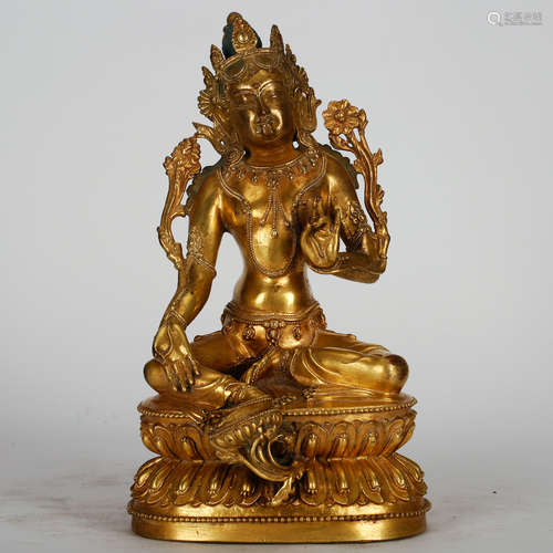 CHINESE GILT BRONZE FIGURE OF TARA