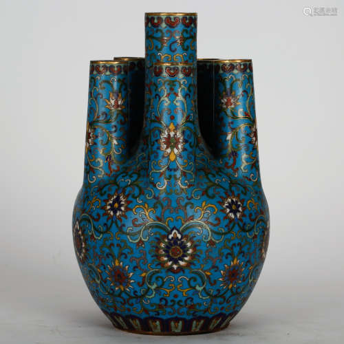 CHINESE CLOISONNE TUBULAR BOTTLE VASE