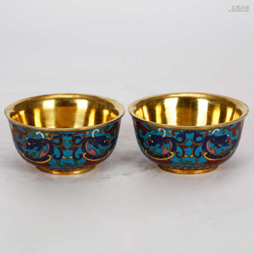 CHINESE CLOISONNE CHILONG BOWLS
