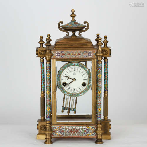 CHINESE BRONZE CLOISONNE CLOCK