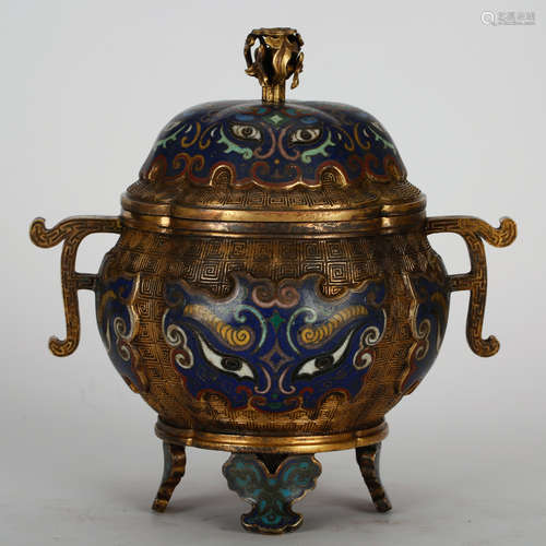 CHINESE CLOISONNE COVER CENSER