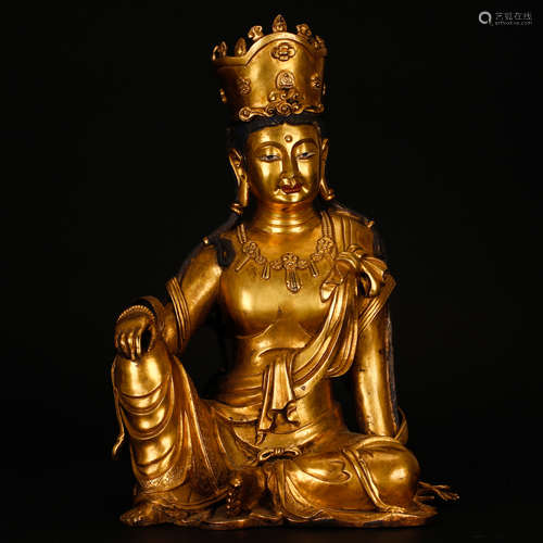 CHINESE GILT BRONZE SEATED GUANYIN