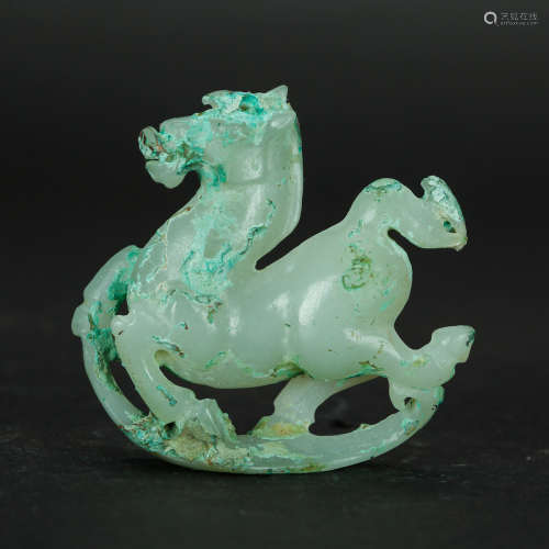 CHINESE ARCHAIC JADE HORSE