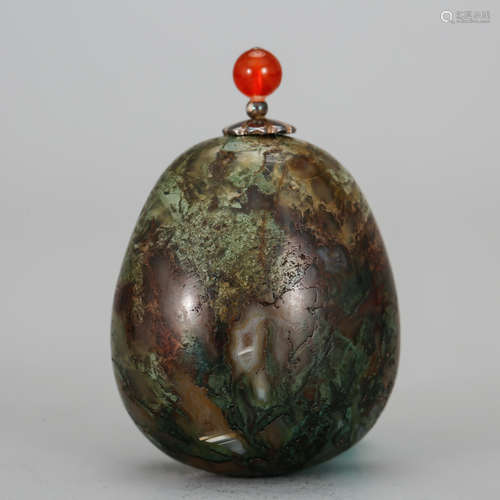 CHINESE STONE PEBBLE SNUFF BOTTLE