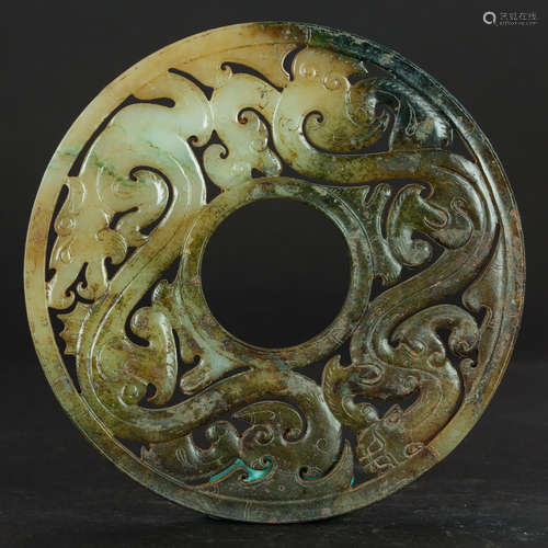 CHINESE ARCHAIC JADE BI DISK