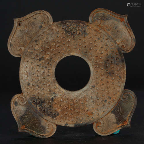 CHINESE ARCHAIC JADE BI DISK