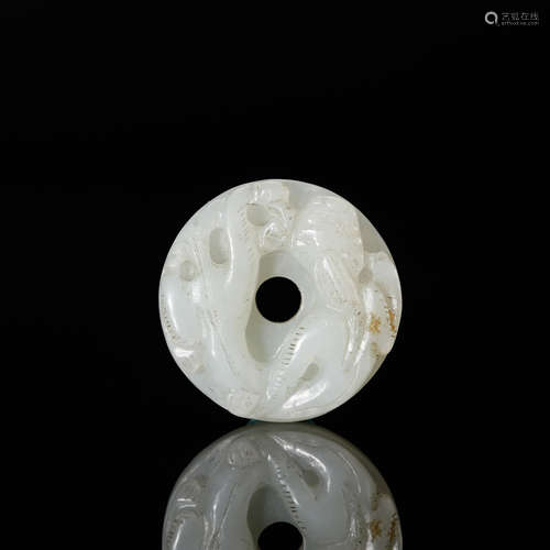 CHINESE WHITE JADE CHILONG BI PENDANT