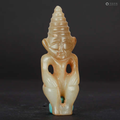 CHINESE ARCHAIC JADE FIGURINE