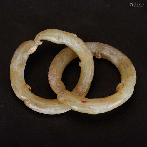 CHINESE ARCHAIC JADE RINGS