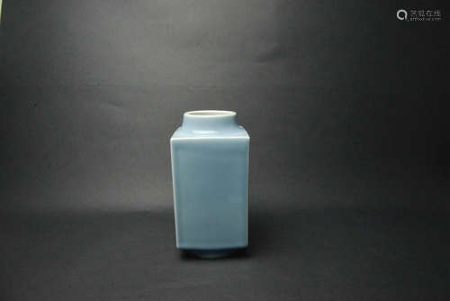 CHINESE BLUE GLAZED CONG VASE