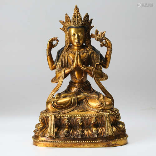 CHINESE GILT BRONZE GUANYIN