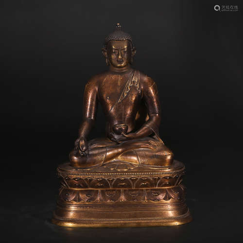 CHINESE GILT BRONZE SEATED BUDDHA