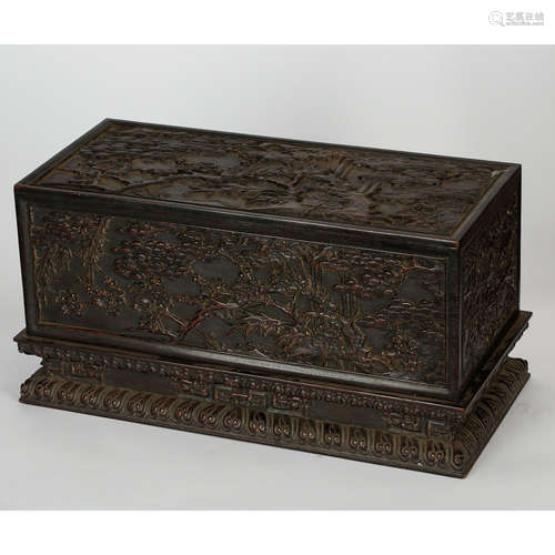 CHINESE ZITAN WOOD DRAGON COVER BOX