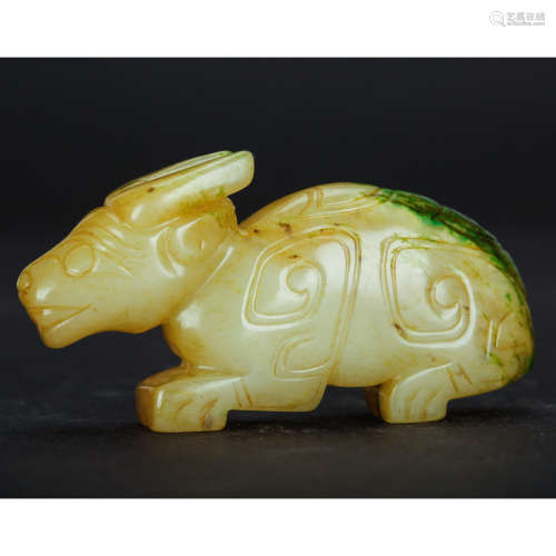 CHINESE ARCHAIC JADE WATER BUFFALO