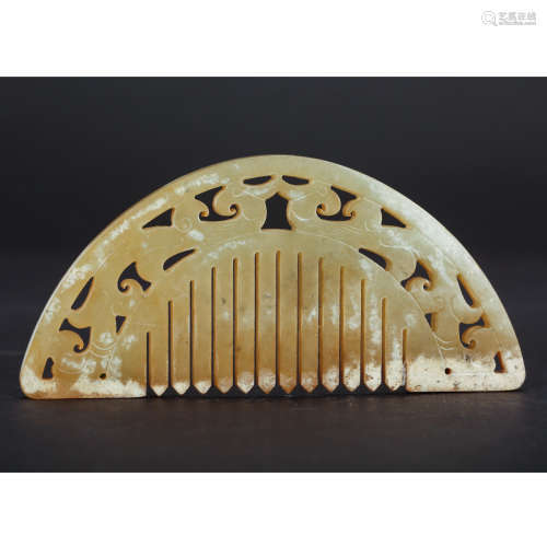 CHINESE ARCHAIC JADE HAIR COMB