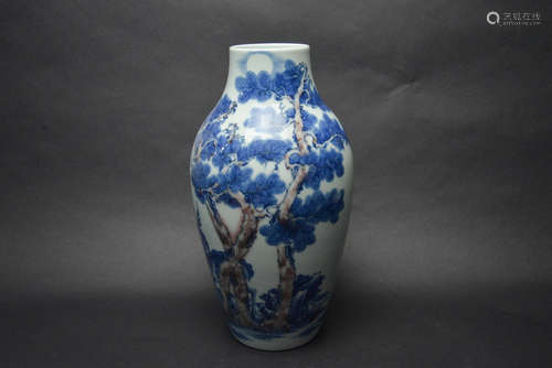 CHINESE BLUE AND WHITE IRON RED PORCELAIN VASE