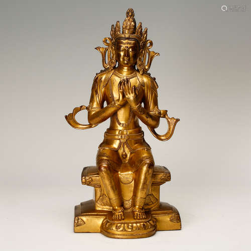 CHINESE GILT BRONZE GUANYIN