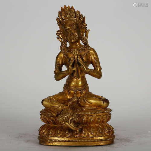 CHINESE GILT BRONZE GUANYIN