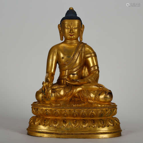 CHINESE GILT BRONZE BHAISAJYAGURU