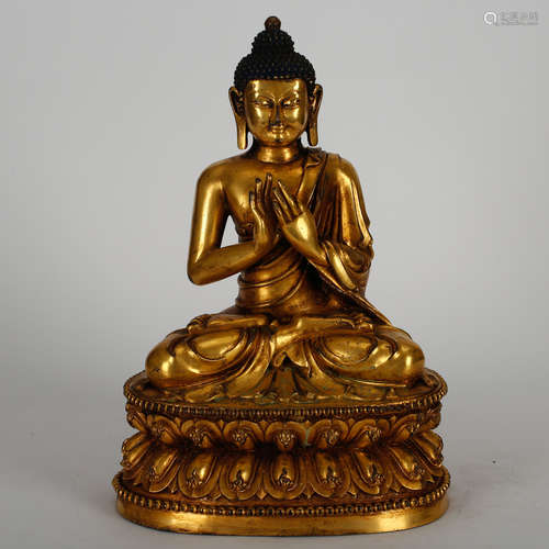 CHINESE GILT BRONZE SHAKYAMUNI