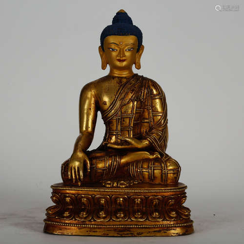 CHINESE GILT BRONZE SHAKYAMUNI