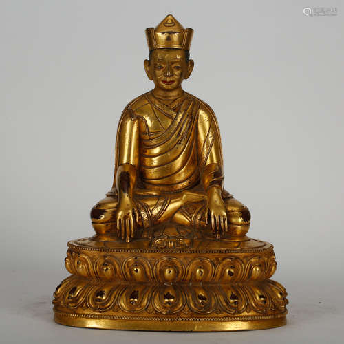 CHINESE GILT BRONZE GURU