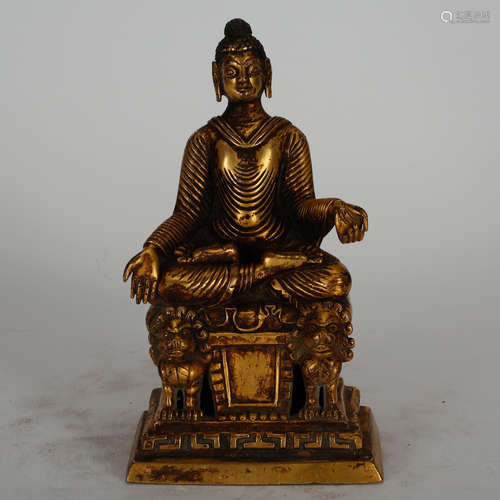 CHINESE GILT BRONZE BUDDHA