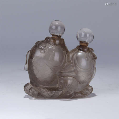 CHINESE ROCY CRYSTAL FISH SNUFF BOTTLE