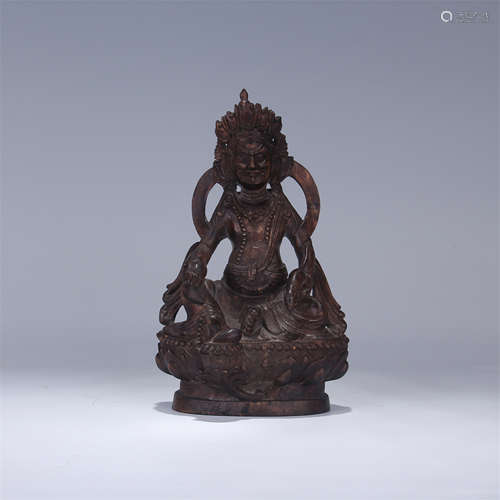 TIBETAN AGALWOOD CARVED SEATED BUDDHA