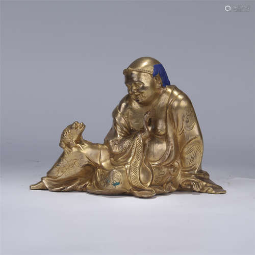 CHINESE GILT BRONZE LAUGHING BUDDHA